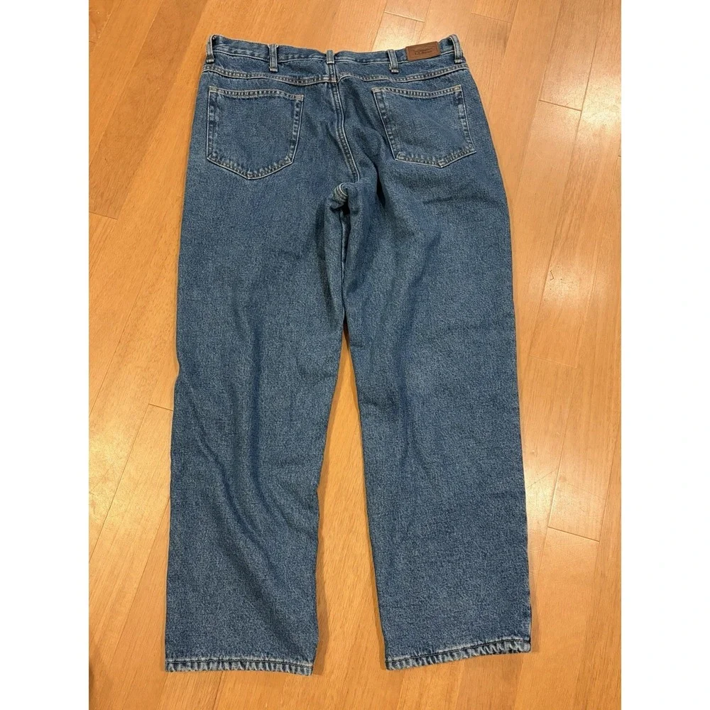 Vintage LL Bean Fleece Lined Relaxed Fit Jeans Mens 38x32 Blue Denim Straight
